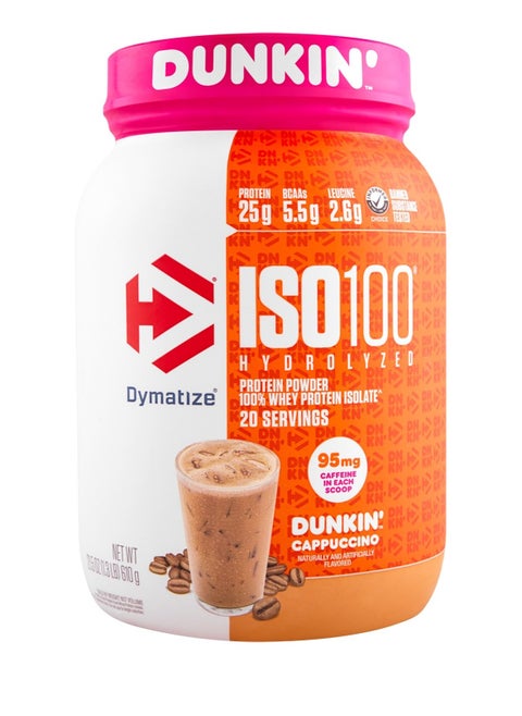ISO 100 Whey Isolate Protein 20 Servings. From Dunkin Cappuccino