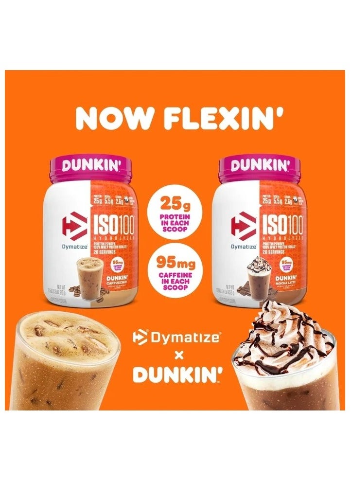 ISO 100 Whey Isolate Protein 20 Servings. From Dunkin Cappuccino