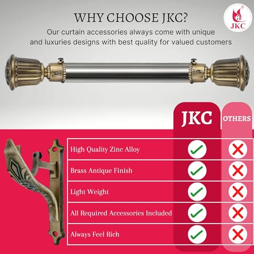 JKC Antique Curtain Bracket - Antique Gold Rajwadi Finish, Ideal Rods and Brackets, Holder, Brackets or Knobs for 1 Inch Pipe (Pair of 6) - Image 4