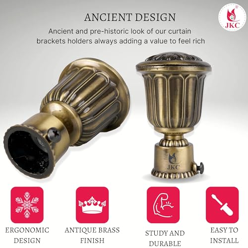 JKC Antique Curtain Bracket - Antique Gold Rajwadi Finish, Ideal Rods and Brackets, Holder, Brackets or Knobs for 1 Inch Pipe (Pair of 6) - Image 3