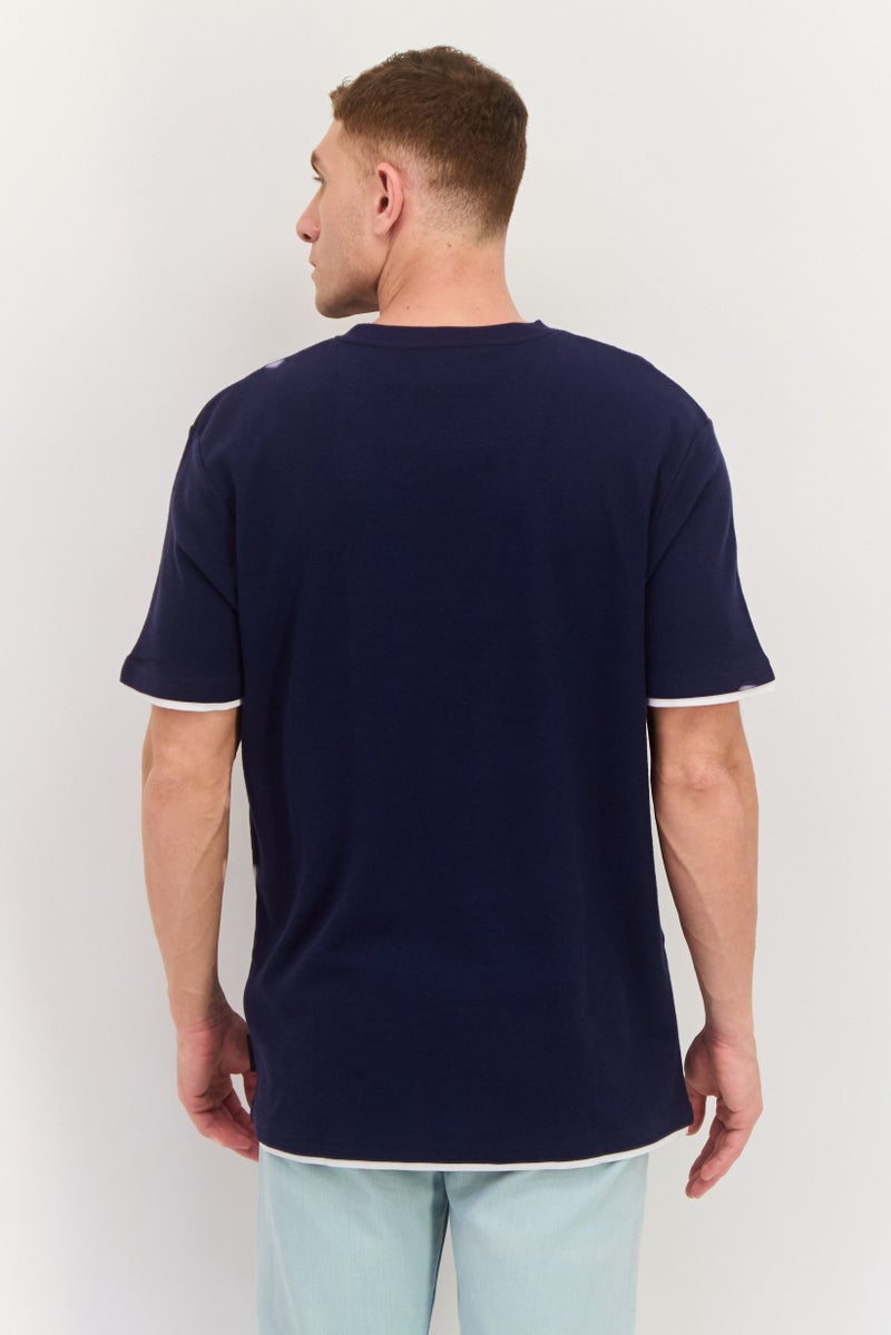 Threadbare Men Crew Neck Short Sleeves Plain T-Shirt, Navy Blue - Image 3