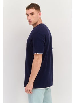 Threadbare Men Crew Neck Short Sleeves Plain T-Shirt, Navy Blue  - Image 2