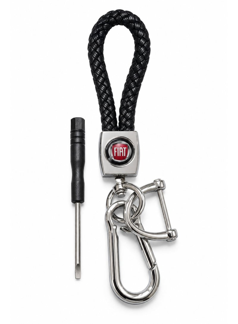 braided leather keychain – Fiat