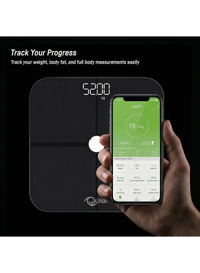 Qutek STEPS Body Composition Smart Scale Auto App Sync Unlimited Users Body Composition Analyzer 14 Health Index Measures Body Fat BMI BMR Bone mass Bluetooth Wireless 1 year Warranty - Image 5