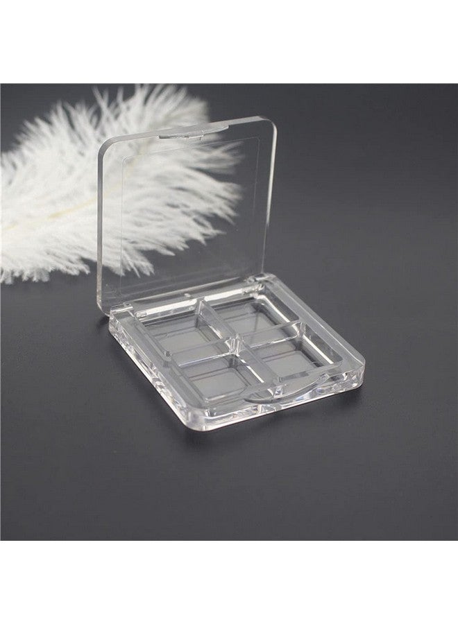 لوزين 3 قطع من علبة ظلال العيون الفارغة من البلاستيك الشفاف القابلة لإعادة الملء، 4 شبكات لمكياج ظلال العيون وبودرة أحمر الخدود وأحمر الشفاه، حافظة صغيرة مربعة للنساء للاستخدام اليومي وأثناء السفر - Image 4