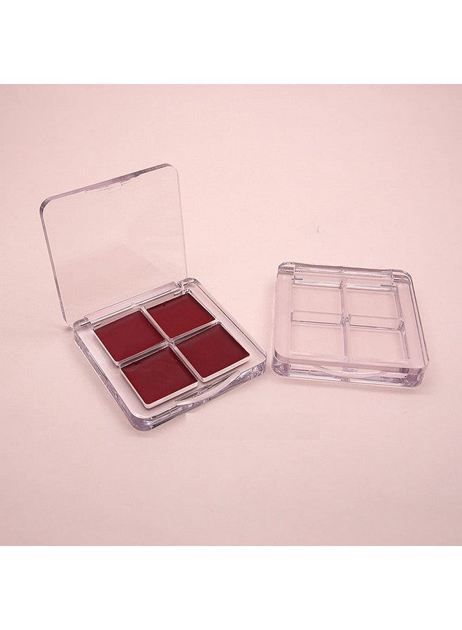 لوزين 3 قطع من علبة ظلال العيون الفارغة من البلاستيك الشفاف القابلة لإعادة الملء، 4 شبكات لمكياج ظلال العيون وبودرة أحمر الخدود وأحمر الشفاه، حافظة صغيرة مربعة للنساء للاستخدام اليومي وأثناء السفر - Image 2