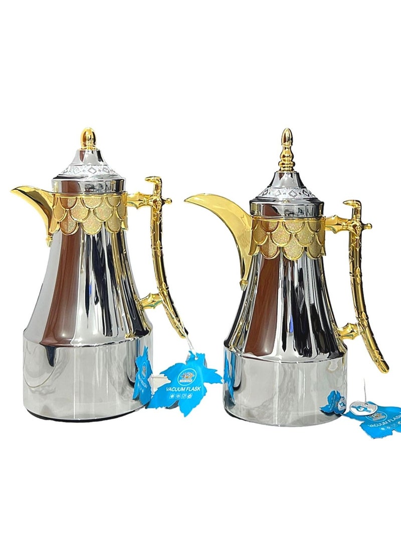 البيت الذهبي - طقم ترامس قطعتين للشاي والقهوة من جولدن هوم فضي/ذهبي 1 لتر / 0.7/لتر - Image 1