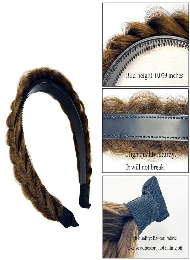 TOECWEGR Braided Headband WithTooth Wide Braid Messy Hair Hoop WomenFashion Hair Accessories (Light brown blonde hair) - Image 4