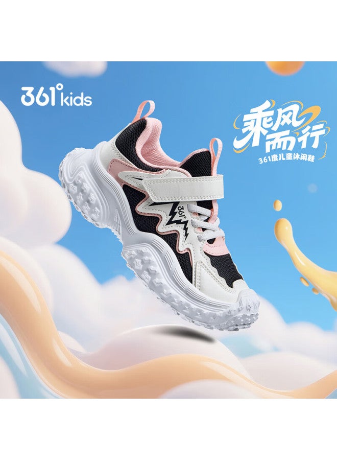 361° Kids Sports Shoes  Spring Boys And Girls Toddler 3-7 Years Soft Elastic Wear-resistant Casual Running Shoes Black Size 28 - Image 1