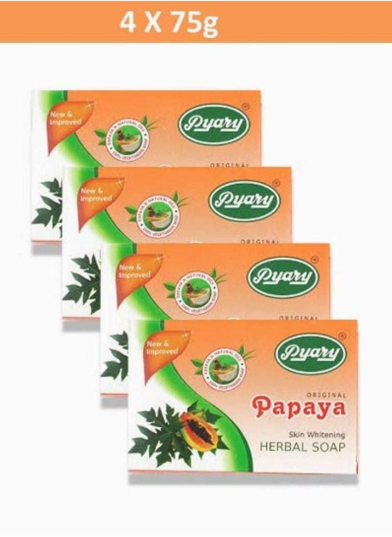 Pyary - Pack Of 4 Papaya Original Herbal Soap Handmade 4 X 75g - Image 1