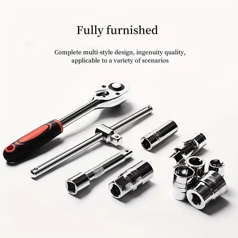 Artnery 32-Piece Tool Kit - Ratchet Socket Wrench Set with Half Inch Ratchet, Spanner, Carry Box for Automobile, Bike, Car Repair - Image 5
