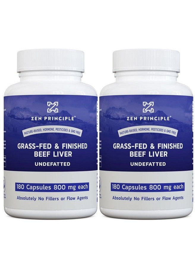 Zen Principle - 2 Pack 360 Capsules (180 Capsules Per Bottle) Beef Liver Supplement Grass Fed Pasture Raised Cows. Desiccated Liver Supplement No Hormones Or Gmo. Natural Energy From Iron Protein Vitamins. - Image 1
