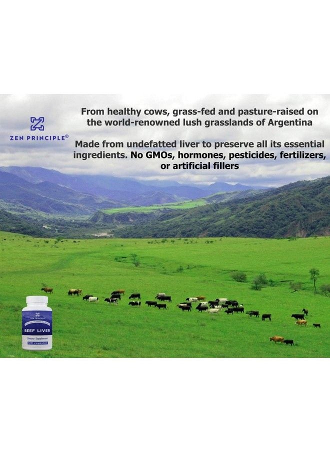 Zen Principle - 2 Pack 360 Capsules (180 Capsules Per Bottle) Beef Liver Supplement Grass Fed Pasture Raised Cows. Desiccated Liver Supplement No Hormones Or Gmo. Natural Energy From Iron Protein Vitamins. - Image 1