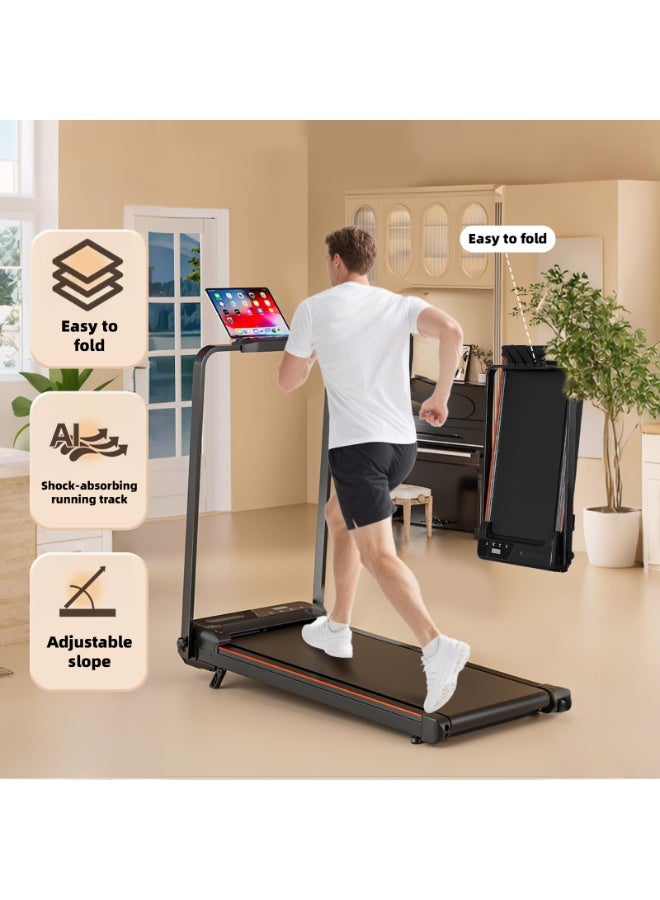 الحلم جهاز سير كهربائي بمنحدر 8٪، جهاز مشي قابل للطي ومحمول للاستخدام في المنزل أو المكتب، بمحرك 2.0 حصان هادئ، وسرعة من 1 إلى 6 كم/س، يتحمل وزنًا حتى ‎300 رطل‎، مزود بحامل آيباد - Image 2