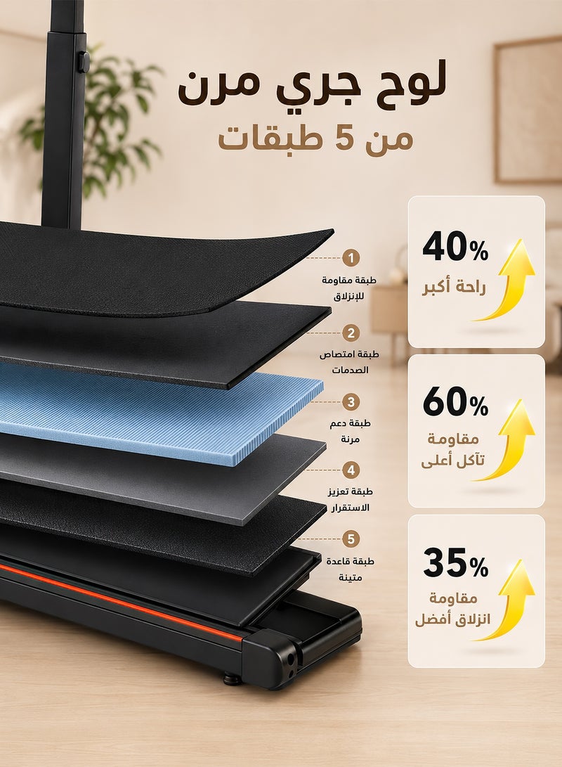 RUIYADA Treadmill with Incline Walking Pad, 8% Incline Portable Under Desk Treadmill, Foldable Treadmill for Home and Office, 2.0 HP Quiet Walking Pad with 300 LBS Capacity, 1–6 km/h Speed, iPad Holder - Image 3