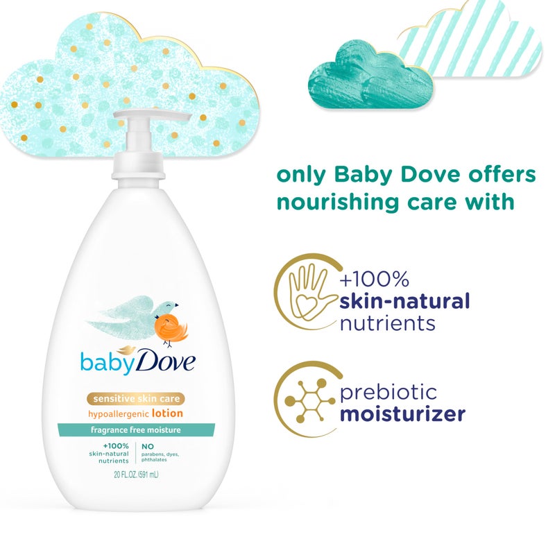 بيبي دوف Face and Body Lotion for Sensitive Skin Moisture Fragrance-Free Baby Lotion 20 oz - Image 4