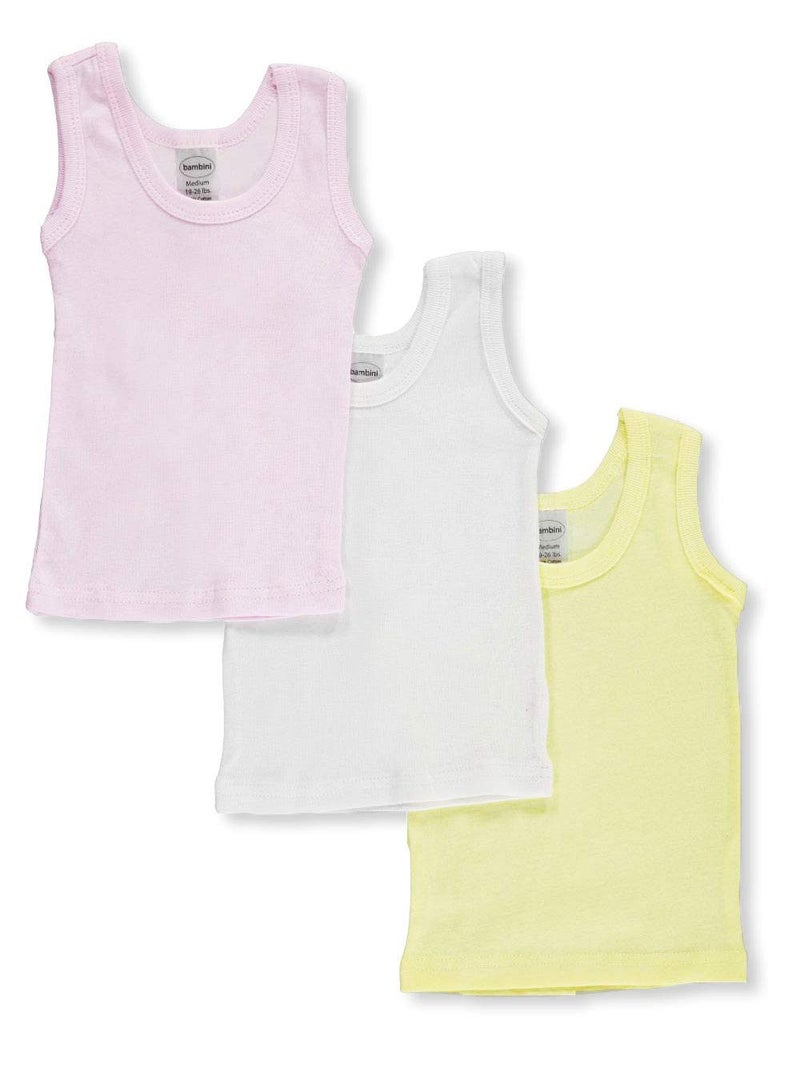 Baby Infant 3-Pack Sleeveless T-Shirts - Pink/Yellow, 18-24 Months