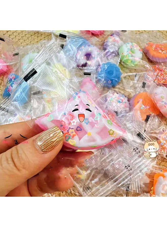 6 Pcs Mini Donut Pinch Toy Fluffy Cheesecake Cookie Toast Waffle Ice Cream Toy Kids Birthday Gift Random Style Colors - Image 3