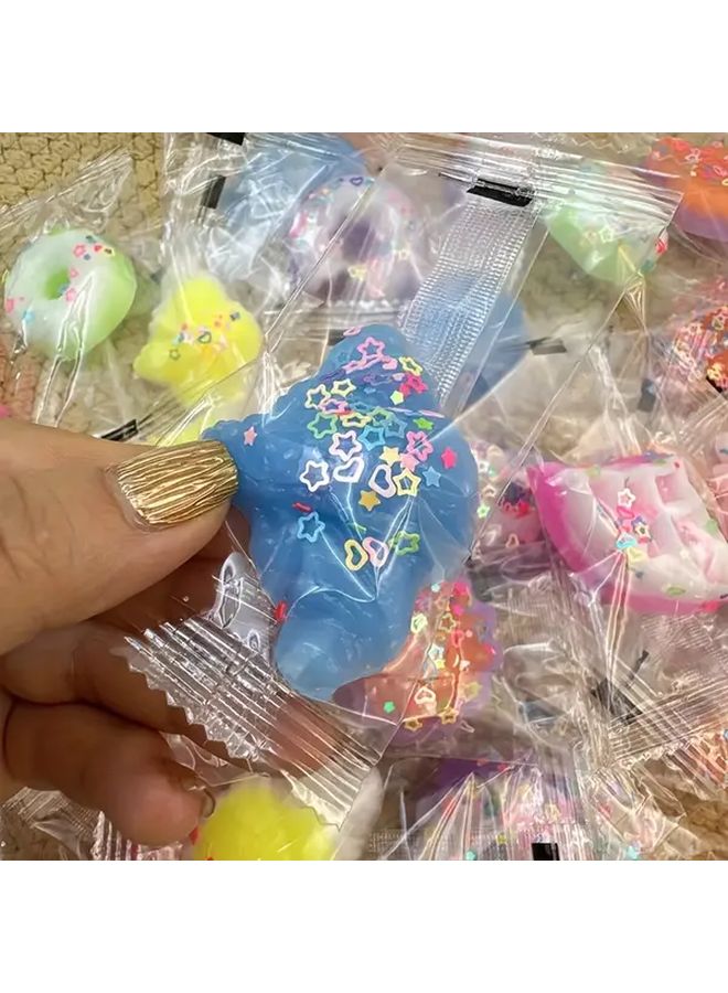 6 Pcs Mini Donut Pinch Toy Fluffy Cheesecake Cookie Toast Waffle Ice Cream Toy Kids Birthday Gift Random Style Colors - Image 4