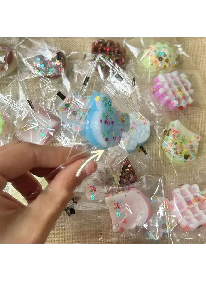 6 Pcs Mini Donut Pinch Toy Fluffy Cheesecake Cookie Toast Waffle Ice Cream Toy Kids Birthday Gift Random Style Colors - Image 5