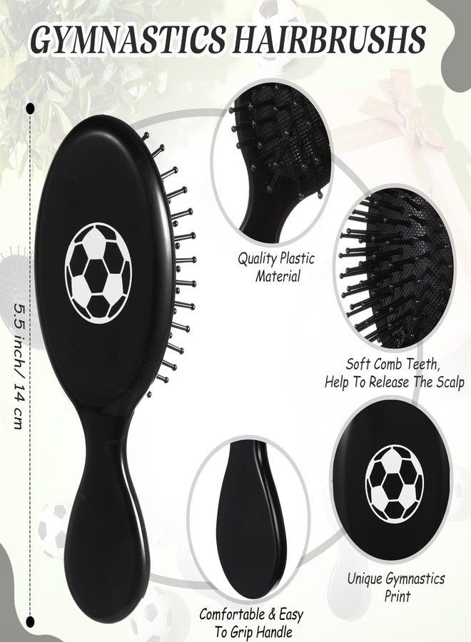 FineCheer 12 Sets Soccer Hair Ties and Hairbrushes Soccer Hair Scrunchie Mini Detangler Brush Sports Elastic Ponytail Holders Sports Party Favors Gift for Gymnasts Teams Women Girls - Image 3