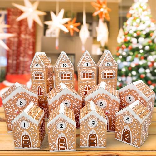 KALEFO Christmas Advent Calendars 2026 Cardboard Treasure Boxes with 124 Number Gingerbread Countdown Calendar Xmas Holiday Christmas Decorations - Image 1