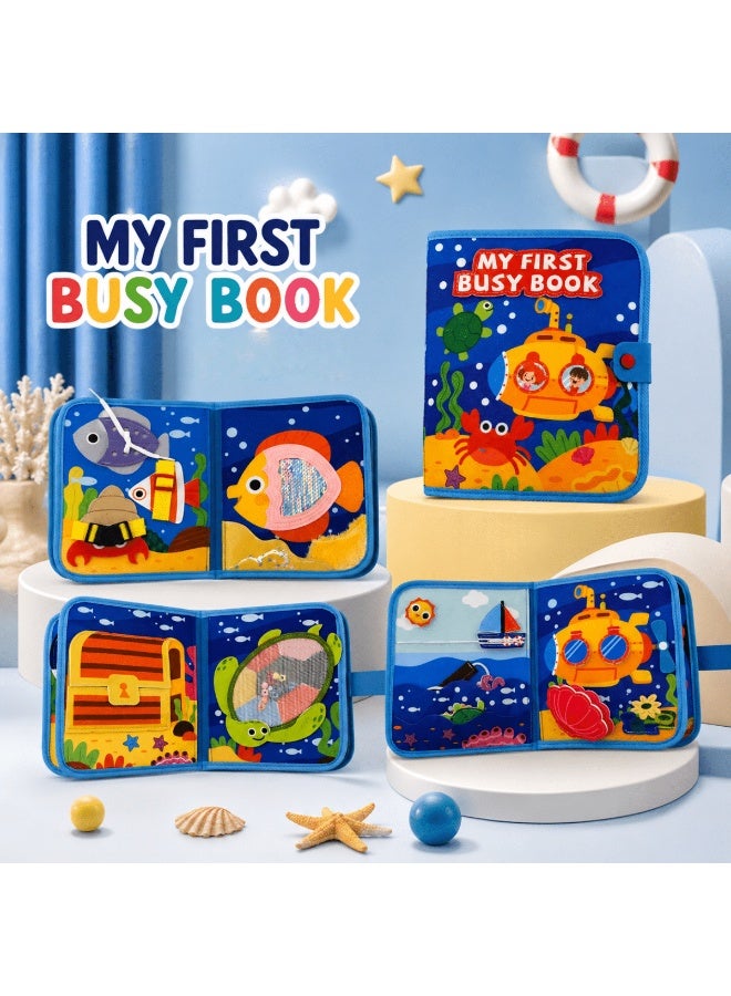 RooRound Montessori Quiet Activity Book for Toddlers 3+, 3D Soft Felt Busy Board with Velcro, Sensory Travel Learning Toy for Boys & Girls (Ocean Book) - Image 3