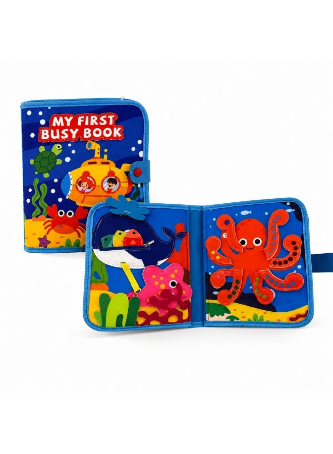 RooRound Montessori Quiet Activity Book for Toddlers 3+, 3D Soft Felt Busy Board with Velcro, Sensory Travel Learning Toy for Boys & Girls (Ocean Book) - Image 1