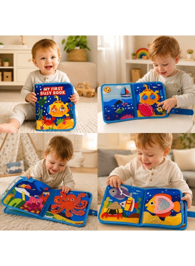 RooRound Montessori Quiet Activity Book for Toddlers 3+, 3D Soft Felt Busy Board with Velcro, Sensory Travel Learning Toy for Boys & Girls (Ocean Book) - Image 5