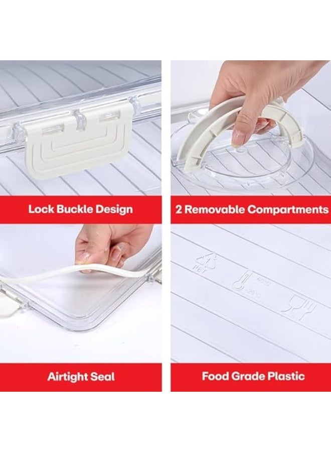 Spaceshoop Food Storage Container for Fridge, Portable White Plastic BPA-free Box, Divided Serving Tray with Lids and Handle, Keep Fruits and Vegetables Fresh with 2 Removable Colanders (white) - Image 2
