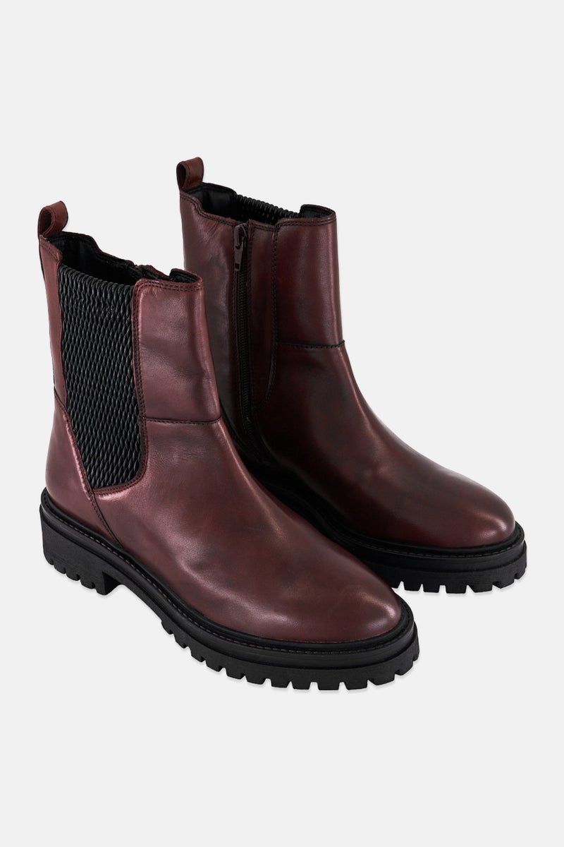 GEOX حذاء كاحل بسحاب للنساء، بوردو - Image 1