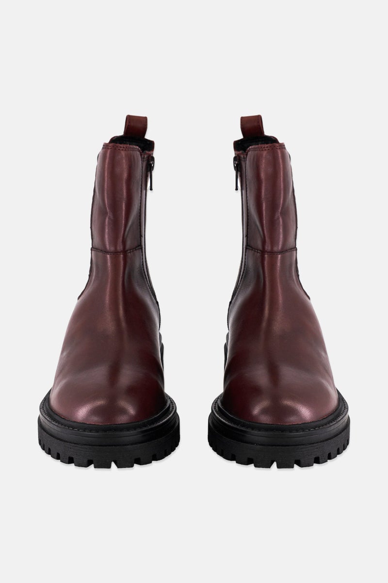 GEOX حذاء كاحل بسحاب للنساء، بوردو - Image 2