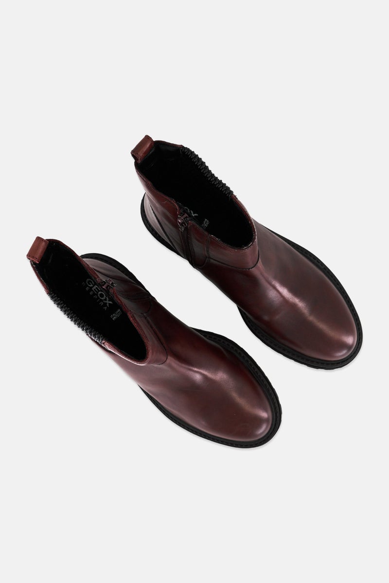 GEOX حذاء كاحل بسحاب للنساء، بوردو - Image 3