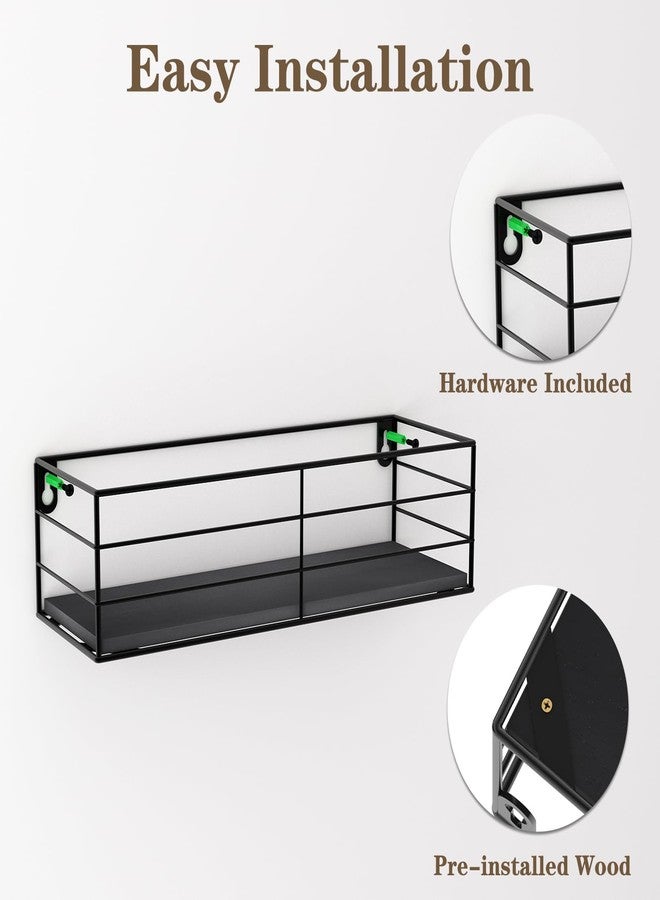 CRUGLA Floating Shelves Wall Mounted Set of 5, Black Hanging Storage Wall Shelf for Bathroom, Kitchen, Bedroom, Living Room Home Decor - Image 3