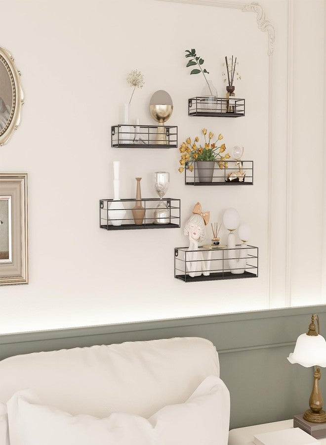 CRUGLA Floating Shelves Wall Mounted Set of 5, Black Hanging Storage Wall Shelf for Bathroom, Kitchen, Bedroom, Living Room Home Decor - Image 5