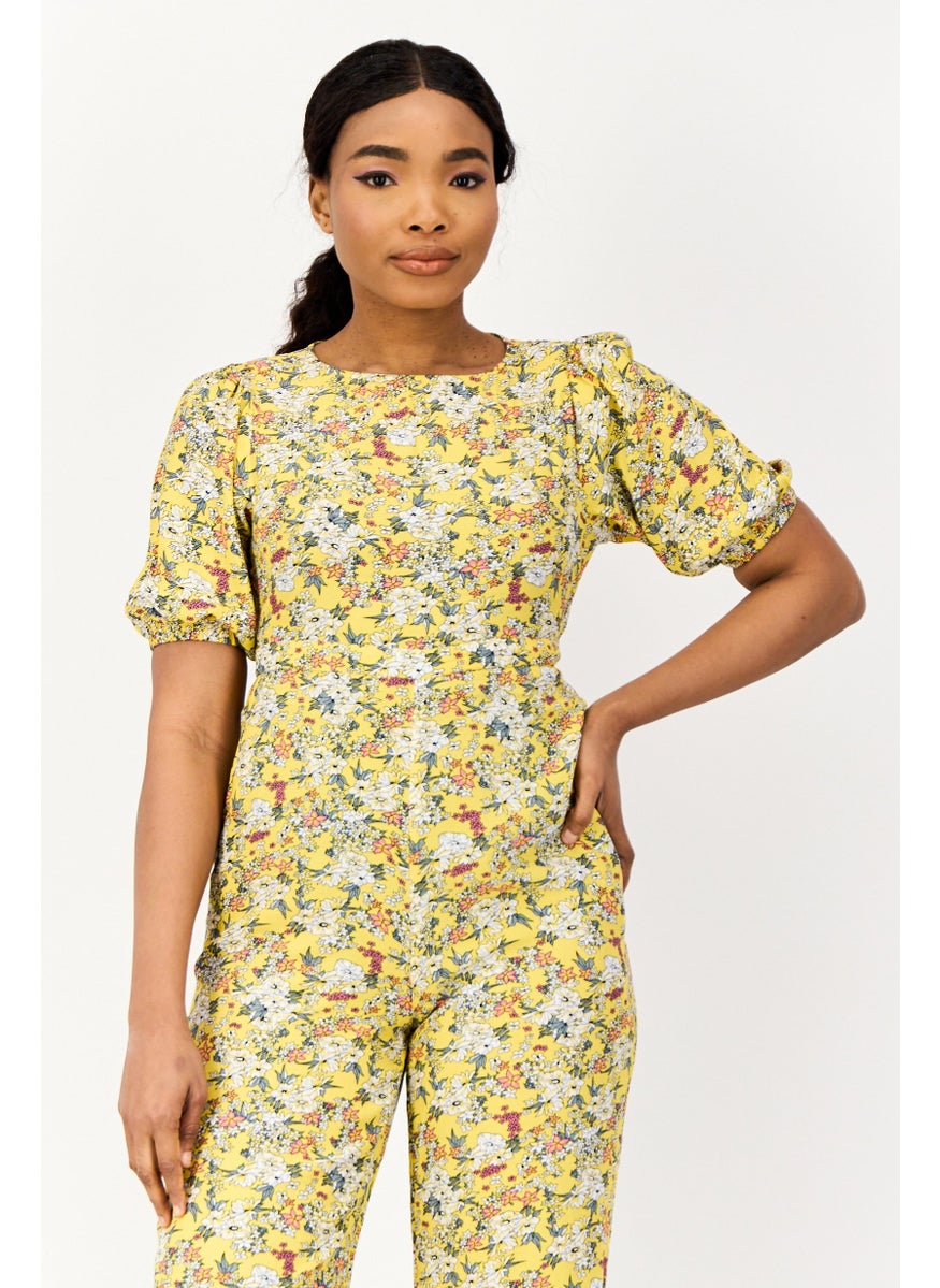 ONLY Women Floral Print Short Sleeve Jumpsuits, Multicolor  - Image 4