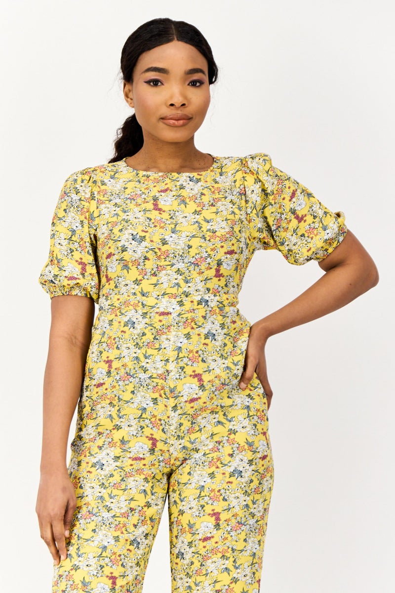 ONLY Women Floral Print Short Sleeve Jumpsuits, Multicolor - Image 4