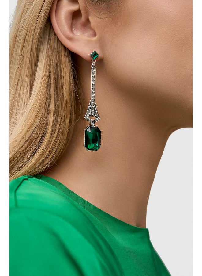 BABEYOND 1920S Flapper Earrings 20S Great Gatsby Earrings Vintage 20S Flapper Accessories Gatsby Costume Accessories (Green1) - Image 2