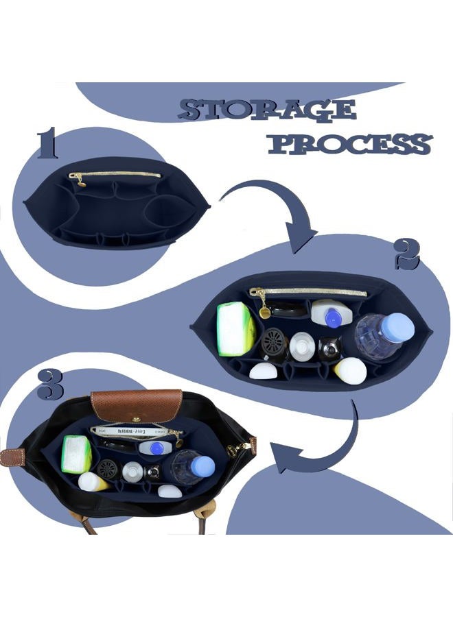 Lckaey Felt Organizer Insert for Longchamp Le Pliage Handbag Women Purse organizer 1012-25Dk blue-M - Image 5