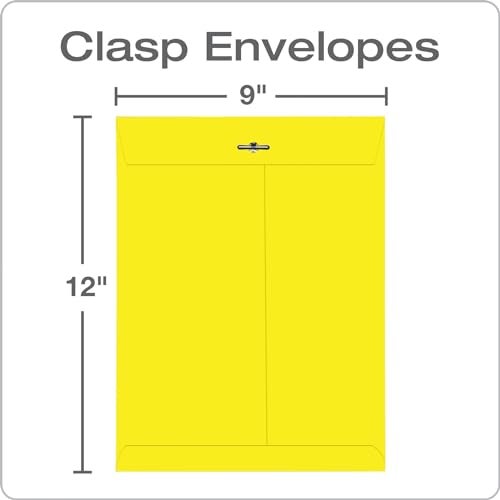 Quality Park 38736 Fashion Color Clasp Envelope, 9 x 12, 28lb, Yellow (Pack of 10) - Image 2