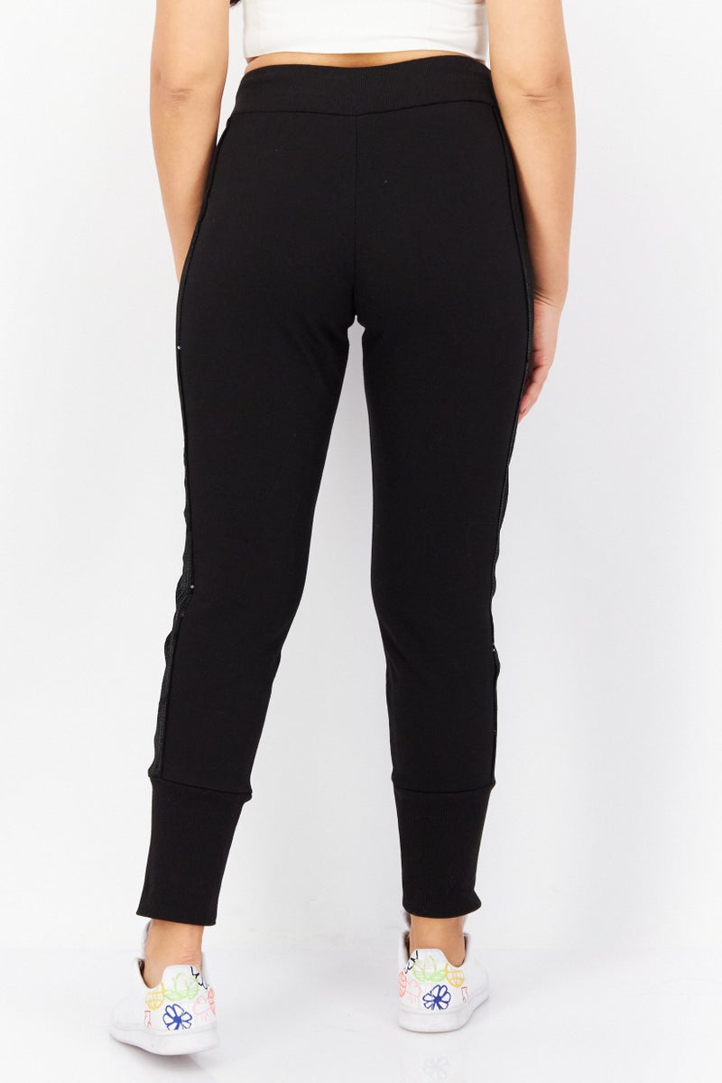 Juicy Couture Women Regular Fit Sequin Jogger Pants, Black - Image 2