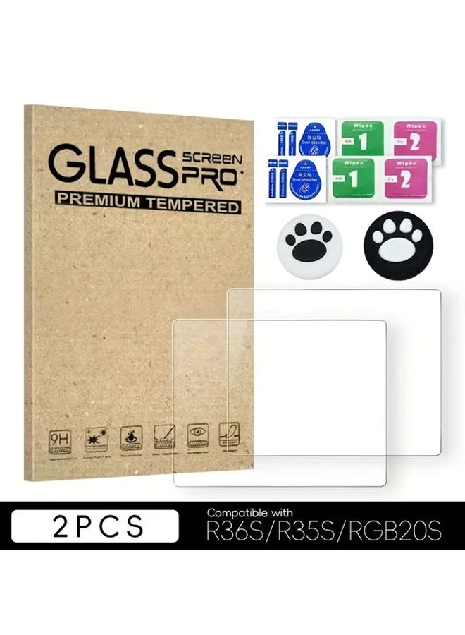 4PCS Tempered Glass Screen Protector For 3 5 Inch Handheld Console With Cat Claw Rocker Caps - Image 5
