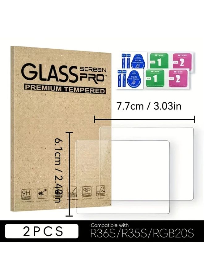 4PCS Tempered Glass Screen Protector For 3 5 Inch Handheld Console With Cat Claw Rocker Caps - Image 2