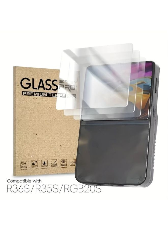 4PCS Tempered Glass Screen Protector For 3 5 Inch Handheld Console With Cat Claw Rocker Caps - Image 4