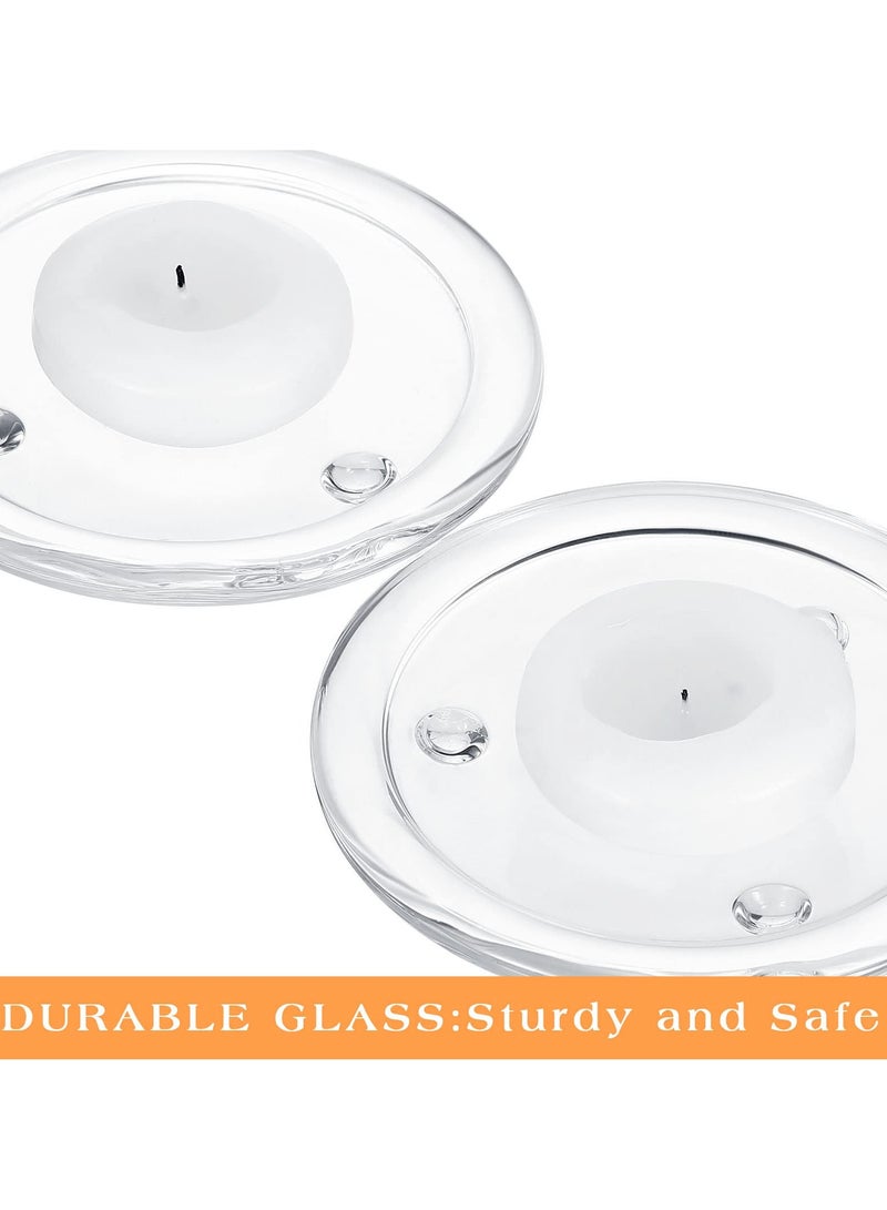 Barakah 12 Pcs Clear Glass Candle Plates, 10 CM Round Pillar Candle Holder Trays, Small Flat Candlestick Plates for Dining Table Centerpiece, Wedding, Spa, Home Party Decoration - Image 2