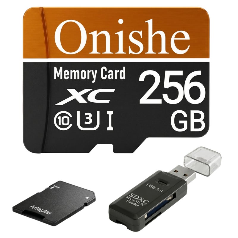 Onishe 256GB Flash Memory Card Card Class 10 Micro SD U3 4K Expansion TF Card High Speed for Camera/Gopro/Phone/Car Dashcam/Monitor/Drone/Computer/Tablet/PC - Image 1