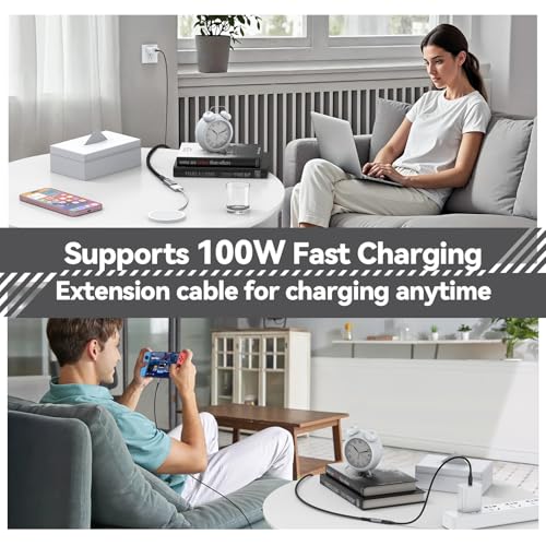 DteeDck USB C Extension Cable 20ft, Upgraded USBC Extender 100W Charging 4K@60Hz Display 5 Gbps Data Transfer Male to Female Braided Cord for Laptop Tablet Mobile Phone and More Type C Device - Image 2