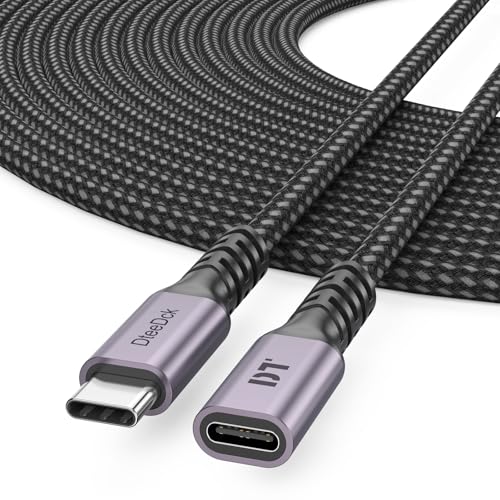 DteeDck USB C Extension Cable 20ft, Upgraded USBC Extender 100W Charging 4K@60Hz Display 5 Gbps Data Transfer Male to Female Braided Cord for Laptop Tablet Mobile Phone and More Type C Device - Image 1