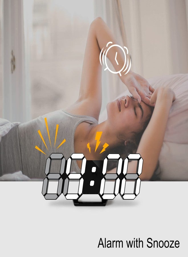 Deeyaple Led Digital Alarm Clock 3D Small Wall Clock No Noise Snooze Dimmable Time Memory 12/24 Date Temperature Remote Control Night Light Office Kitchen Living Room Bedroom (9.7 Inch, Black) - Image 3