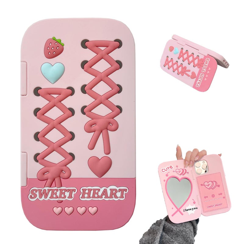 QoKcoahn Case Compatible with iPhone 17 Pro Max3D Kawaii Cute Cartoon Ballet Flip Mirror Soft Silicone Funny for Women Girls Gel Protective Cover - Image 2